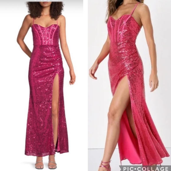 Lulus Dresses & Skirts - NWT LULUS HOMECOMING Sequined Sweetheart  Maxi Dress size medium